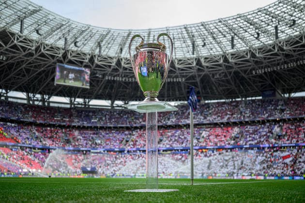 260530 The trophy ahead of the UEFA Champions League final match between Paris Saint Germain and Arsenal on May 30, 2026 in Budapest Photo Maxim Thore BILDBYRAN kod MT MT1056 fotboll football soccer fotball uefa champions league champions league paris saint germain arsenal bbeng genre pokal  Copyright: MAXIMxTHORE BB260530MT020