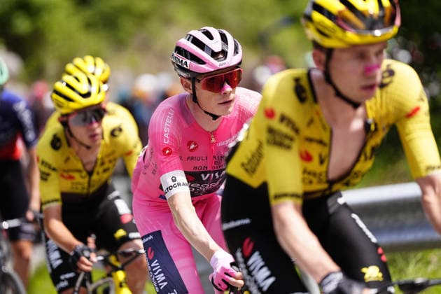 Denmark™s Jonas Vingegaard Hansen of Team Visma Lease A Bike (Pink jersey) during Stage 20 of the Giro d™Italia, from Gemona del Friuli to Piancavallo, Italy, Saturday,May 30, 2026.  Copyright: xFabioxFerrarix xLaPressex