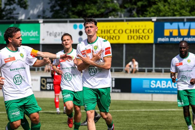 Football Switzerland Promotion League 2025 2026 Last matchday, 30 05 2026 SC Kriens vs FC Bavois Kleinfeld Kriens, Switzerland Goal celebration Nando Toggenburger Kriens Stadium Kleinfeld Lucerne Switzerland Copyright: xAmiirxAmedjouax