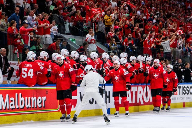 260530 Nico Hischier of Switzerland celebrates after 5 0 during the 2026 IIHF Ice Hockey World Championship semifinal match between Switzerland and Norway on May 30, 2026 in Zürich Photo Jesper Zerman BILDBYRAN kod JZ JZ0737 ishockey ice hockey ishockey vm 2026 vm 2026 iihf world championship semifinal semifinals switzerland schweiz norge norway bbeng  Copyright: JESPERxZERMAN BB260530JZ053