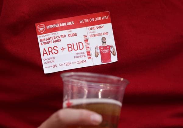 Budapest, Hungary, 30th May 2026. Arsenal fan during the Paris Saint Germain vs Arsenal UEFA Champions League Final match at Puskas Arena, Budapest. Picture credit should read: David Klein Sportimage EDITORIAL USE ONLY. No use with unauthorised audio, video, data, fixture lists, club league logos or live services. Online in-match use limited to 120 images, no video emulation. No use in betting, games or single club league player publications. SPI_051_DK_PSG_Arsenal SPI-4828-0054