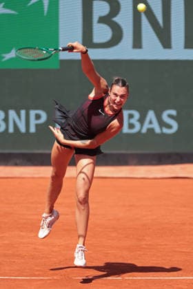RECORD DATE NOT STATED 30th May 2026; Roland Garros, Paris, France; 2026 French Open Tennis, Day 12; Aryna Sabalenka serves to Daria Kasatkina (AUS) JonxBromley