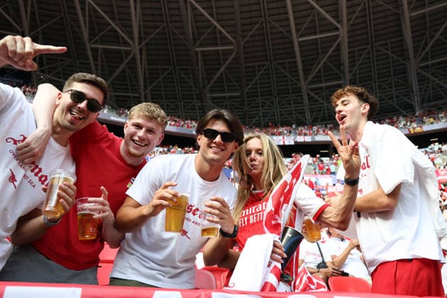 Arsenal fans cheer on during the 2025 2026 Champions League Final football match between Paris Saint Germain and Arsenal FC at Puskas Arena stadium in Budapest (Hungary), May 30th, 2026. CesarexPurini