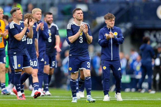 RECORD DATE NOT STATED 30th May 2026; Hampden Park, Glasgow, Scotland; Friendly International Football, Scotland versus Curacao; Andy Robertson of Scotland applauds the fans at the end of the match DavidxYoung