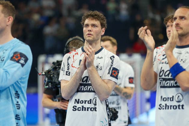 30 05 2026, xgox, Handball EHF European League Semi-Final MT Melsungen SG Flensburg Handewitt v l Niclas Kirkelokke Kirkelökke, Flensburg, 5 disappointed, looks disappointed, disappointed Hamburg
