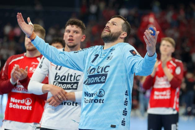 30 05 2026, xgox, Handball EHF European League Semi-Final MT Melsungen SG Flensburg Handewitt v l Benjamin Buric Flensburg, 1 disappointed, looks disappointed, disappointed Hamburg
