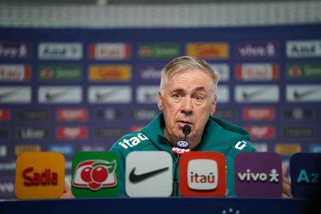 Brazil press conference, PK, Pressekonferenz & Training Session Coach Carlo Ancelotti speaks during a press conference for the Brazilian national team, Nationalteam at Granja Comary in Teresopolis, Brazil, on May 30, 2026. Ancelotti discusses the team s preparation for the friendly match against Panama and the final adjustments before departing for the 2026 FIFA World Cup, WM, Weltmeisterschaft, Fussball Teresopolis Rio de Janeiro Brasil  Copyright: xThenews2x originalFilename:thenews2-carloanc260530_npTdB.jpg