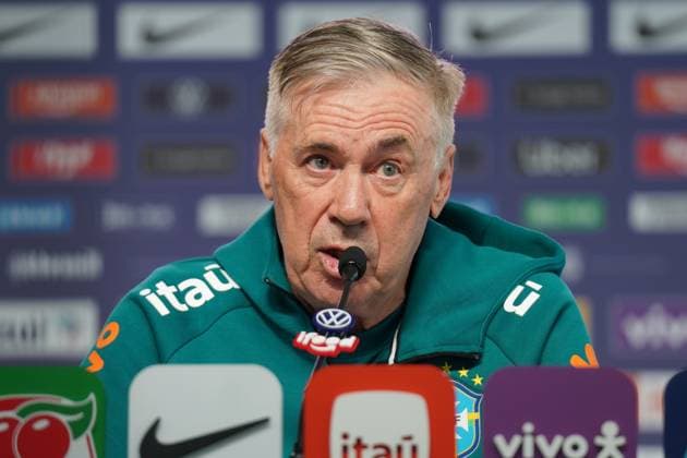 Brazil press conference, PK, Pressekonferenz & Training Session Coach Carlo Ancelotti speaks during a press conference for the Brazilian national team, Nationalteam at Granja Comary in Teresopolis, Brazil, on May 30, 2026. Ancelotti discusses the team s preparation for the friendly match against Panama and the final adjustments before departing for the 2026 FIFA World Cup, WM, Weltmeisterschaft, Fussball Teresopolis Rio de Janeiro Brasil  Copyright: xThenews2x originalFilename:thenews2-carloanc260530_npamQ.jpg