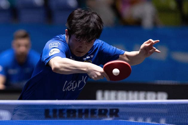 Fan Zhendong CHN 1 FC Saarbruecken TT in action during the semifinal matches Borussia Düsseldorf TTC Schwalbe of the Liebherr TTBL Final4 SV Werder Bremen 1 FC Saarbrücken at the Süwag Energie ARENA on May 30, 2026, in Frankfurt, Germany Copyright: JoaquimxFerreira