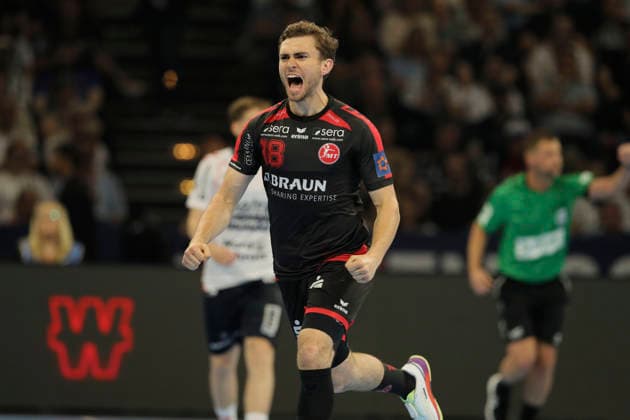 photo Florian DROSTEN Melsungen Handball Men on Sat 30 05 2026 Mens EHF European League , Final Four in Hamburg SG Flensburg Melsungen, Semifinal