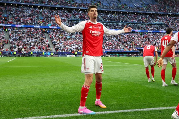 BUDAPEST, HUNGARY - MAY 30: Kai Havertz of Arsenal celebrating the 0-1 during the UEFA Champions League 2026 Final between Paris Saint-Germain and Arsenal FC at Puskas Arena on May 30, 2026 in Budapest, Hungary.  Copyright: xRenexNijhuis MBxMediax
