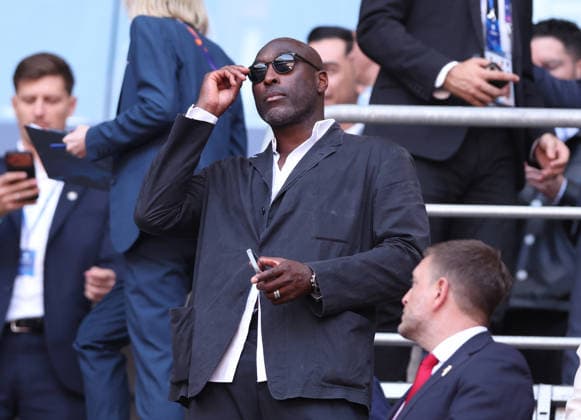 Budapest, Hungary, 30th May 2026. Former player Sol Campbell during the Paris Saint Germain vs Arsenal UEFA Champions League Final match at Puskas Arena, Budapest. Picture credit should read: David Klein Sportimage EDITORIAL USE ONLY. No use with unauthorised audio, video, data, fixture lists, club league logos or live services. Online in-match use limited to 120 images, no video emulation. No use in betting, games or single club league player publications. SPI_067_DK_PSG_Arsenal SPI-4828-0068