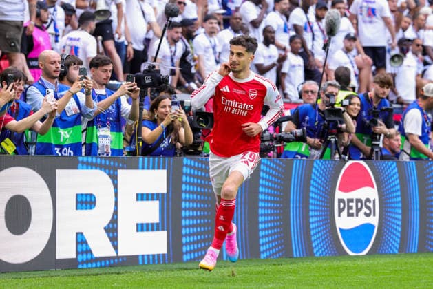 BUDAPEST, HUNGARY - MAY 30: Kai Havertz of Arsenal celebrating the 0-1 during the UEFA Champions League 2026 Final between Paris Saint-Germain and Arsenal FC at Puskas Arena on May 30, 2026 in Budapest, Hungary.  Copyright: xRenexNijhuis MBxMediax