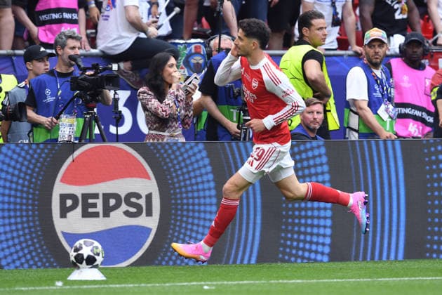 Soccer Champions League Final Paris Saint Germain FC Arsenal on 30 05 2026 at the Puskas Arena in Budapest Goal celebration to 0 1 by Kai Havertz Arsenal xRx