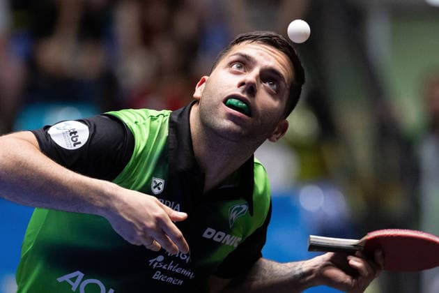 Marcelo Aguirre ITA, PRY, SV Werder Bremen serve during the semifinal matches Borussia Düsseldorf TTC Schwalbe of the Liebherr TTBL Final4 SV Werder Bremen 1 FC Saarbrücken at the Süwag Energie ARENA on May 30, 2026, in Frankfurt, Germany Copyright: JoaquimxFerreira