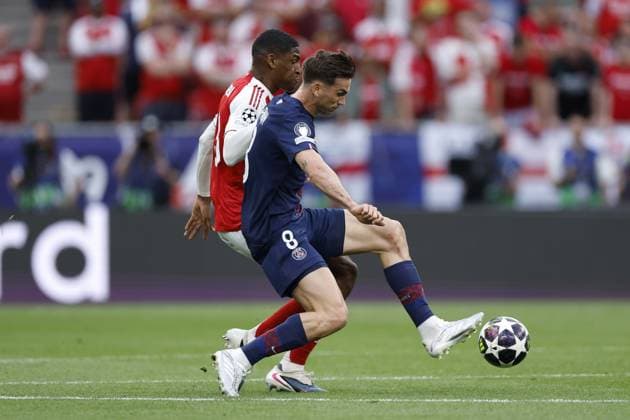 BUDAPEST - Cristhian Mosquera of Arsenal FC and Fabian Ruiz of Paris Saint-Germain during the UEFA Champions League final between Paris Saint-Germain and Arsenal FC at the Puskas Arena on 30 May 2026, Budapest, Hungary. MAURICE VAN STEEN ANP UEFA Champions League Final 2026 2025-2026 xVIxANPxSportx xMauricexvanxSteenxIVx 559680856 originalFilename: 559680856.jpg