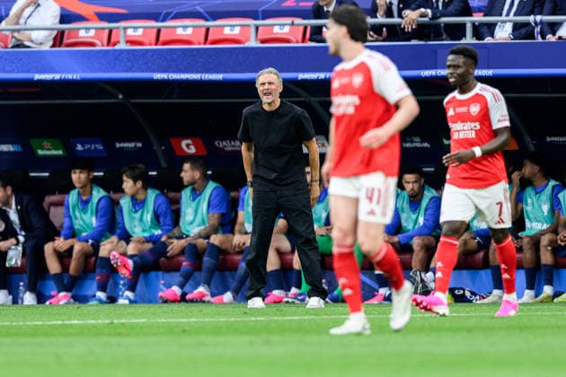 260530 Coach Luis Enrique of Paris Saint Germain during the UEFA Champions League final match between Paris Saint Germain and Arsenal on May 30, 2026 in Budapest Photo Maxim Thore BILDBYRAN kod MT MT1056 fotboll football soccer fotball uefa champions league champions league paris saint germain arsenal bbeng  Copyright: MAXIMxTHORE BB260530MT084