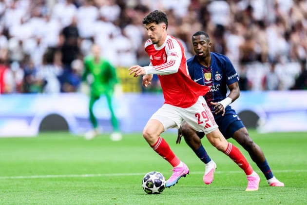 260530 Kai Havertz of Arsenal during the UEFA Champions League final match between Paris Saint Germain and Arsenal on May 30, 2026 in Budapest Photo Maxim Thore BILDBYRAN kod MT MT1056 fotboll football soccer fotball uefa champions league champions league paris saint germain arsenal bbeng  Copyright: MAXIMxTHORE BB260530MT091