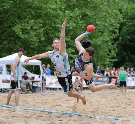 Germany Kelkheim Münster 30 05 2026 Beachhandball Hessen Karacho Beach Cup 2026 Die Otternasen BHC BADG Münster f l Hendrik Prahst Die Otternasen , Lars Zelser BHC Beach Da Gang Sport Karacho Beach Cup 2026