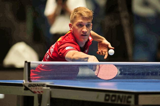 Anton Kaelberg Borussia Duesseldorf receiving the ball GER Frankfurt TTBL Liebherr Final Four TTC Schwalbe Bergneustadt vs Borussia Düsseldorf, Table Tennis Suewag Energie Arena 30 05 2026 GER Frankfurt TTBL Liebherr Final Four Table Tennis Suewag Energie Arena Deutsche Meiterschaft 30 05 2026 Frankfurt Copyright: xEibner-Pressefoto JoergxHirschx EP_JHH