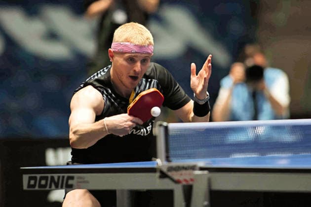 Roman Ruiz TTC Schwalbe Bergneustadt on the counter-attack GER Frankfurt TTBL Liebherr Final Four TTC Schwalbe Bergneustadt vs Borussia Düsseldorf, Table Tennis Suewag Energie Arena 30 05 2026 GER Frankfurt TTBL Liebherr Final Four Table Tennis Suewag Energie Arena German Championship 30 05 2026 Frankfurt Copyright: xEibner-Pressefoto JoergxHirschx EP_JHH