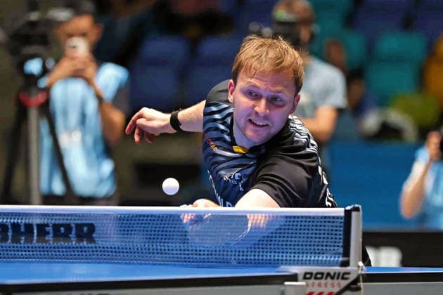 Benedikt Duda TTC Schwalbe Bergneustadt receiving the ball GER Frankfurt TTBL Liebherr Final Four TTC Schwalbe Bergneustadt vs Borussia Düsseldorf, Table Tennis Suewag Energie Arena 30 05 2026 GER Frankfurt TTBL Liebherr Final Four Table Tennis Suewag Energie Arena Deutsche Meiterschaft 30 05 2026 Frankfurt Copyright: xEibner-Pressefoto JoergxHirschx EP_JHH