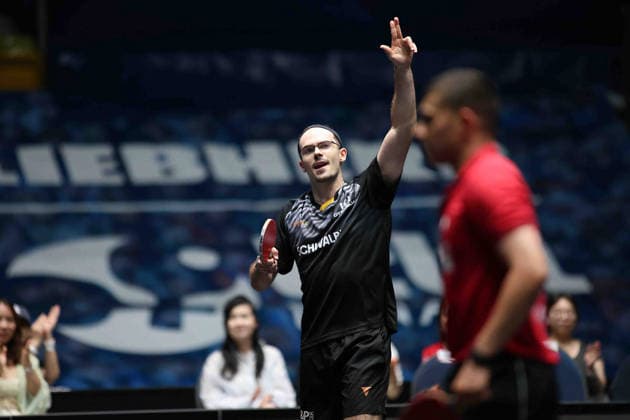 Leo de Nodrest TTC Schwalbe Bergneustadt wins the match 3 2 against Kanak Jha Borussia Duesseldorf GER Frankfurt TTBL Liebherr Final Four TTC Schwalbe Bergneustadt vs Borussia Düsseldorf, Table Tennis Suewag Energie Arena 30 05 2026 GER Frankfurt TTBL Liebherr Final Four Table Tennis Suewag Energie Arena Deutsche Meiterschaft 30 05 2026 Frankfurt Copyright: xEibner-Pressefoto JoergxHirschx EP_JHH