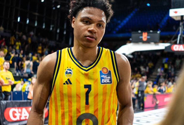Jack Kayil Alba Berlin, 7 after the match 30 05 2026, Alba Berlin vs Bamberg Baskets, Basketball, BBL, Max Schmeling Halle, Berlin DFL regulations prohibit any use of photographs as image sequences and or quasi video Copyright: HMBxMedia xFinnxWeidmann