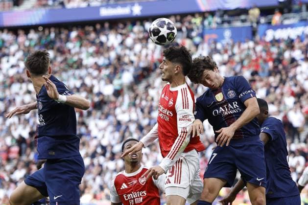 BUDAPEST - Kai Havertz of Arsenal FC and Joao Neves of Paris Saint-Germain during the UEFA Champions League final between Paris Saint-Germain and Arsenal FC at the Puskas Arena on 30 May 2026, Budapest, Hungary. MAURICE VAN STEEN ANP UEFA Champions League Final 2026 2025-2026 xVIxANPxSportx xMauricexvanxSteenxIVx 559684371 originalFilename: 559684371.jpg