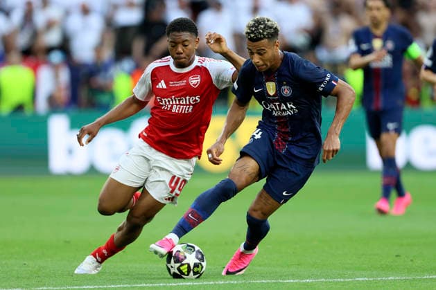 Paris Saint-Germain v Arsenal FC - UEFA Champions League Final 2026 Myles Lewis-Skelly of Arsenal and Desire Doue of Paris Saint-Germain challenge during the UEFA Champions League Final 2026 match between Paris Saint-Germain and Arsenal FC at Puskas Arena on May 30, 2026 in Budapest, Hungary. WARNING! This Photograph May Only Be Used For Newspaper And Or Magazine Editorial Purposes. May Not Be Used For Publications Involving 1 player, 1 Club Or 1 Competition Without Written Authorisation From Football DataCo Ltd. For Any Queries, Please Contact Football DataCo Ltd on +44 (0) 207 864 9121 Budapest Puskas Arena Hungary Hungary Copyright: xAllstarxPicturexLibraryxLtdx