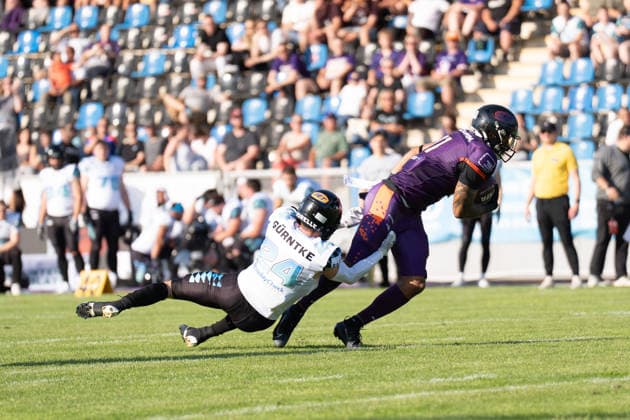 30 05 2026, xhfmx, American Football EFA European Football Alliance, Frankfurt Galaxy Munich Ravens v l Jonas Gürntke Munich Ravens, 24 stops Normen Schumm Frankfurt Galaxy, 11 DFL DFB REGULATIONS PROHIBIT ANY USE OF PHOTOGRAPHS as IMAGE SEQUENCES and or QUASI VIDEO Frankfurt am Main