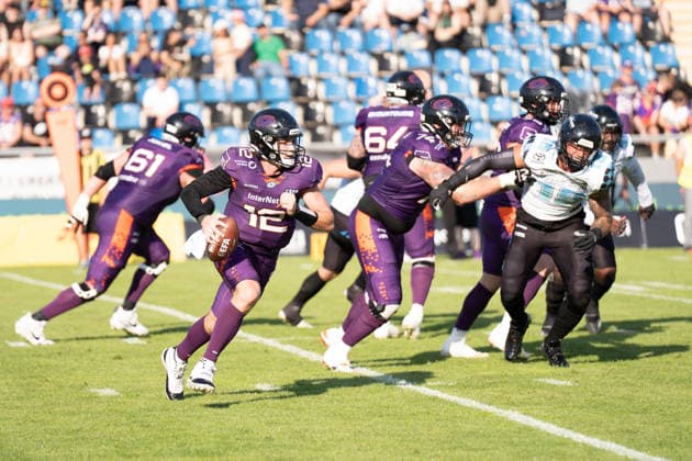 30 05 2026, xhfmx, American Football EFA European Football Alliance, Frankfurt Galaxy Munich Ravens Ethan Garbers Frankfurt Galaxy, 12 DFL DFB REGULATIONS PROHIBIT ANY USE OF PHOTOGRAPHS as IMAGE SEQUENCES and or QUASI VIDEO Frankfurt am Main