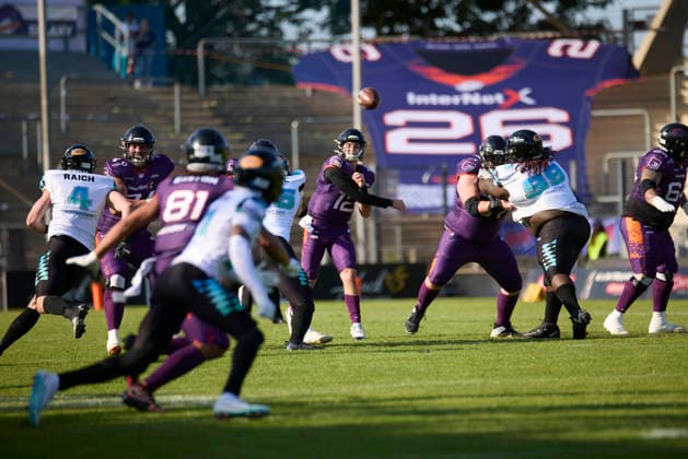 Frankfurt Galaxy Munich Ravens, American Football, European Football Alliance EFA , Season 2026, 30 05 2026 12 Ethan Garbers QB, Frankfurt Galaxy in the match between Frankfurt Galaxy and Munich Ravens in the European Football Alliance EFA in Frankfurt am Main, Germany Hessen Germany PARatFGY_SCHRICK_DSK_8450