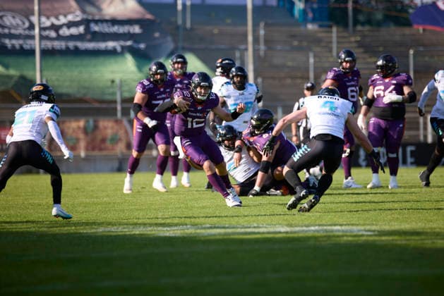 Frankfurt Galaxy Munich Ravens, American Football, European Football Alliance EFA , Season 2026, 30 05 2026 12 Ethan Garbers QB, Frankfurt Galaxy in the match between Frankfurt Galaxy and Munich Ravens in the European Football Alliance EFA in Frankfurt am Main, Germany Hessen Germany PARatFGY_SCHRICK_DSK_8490