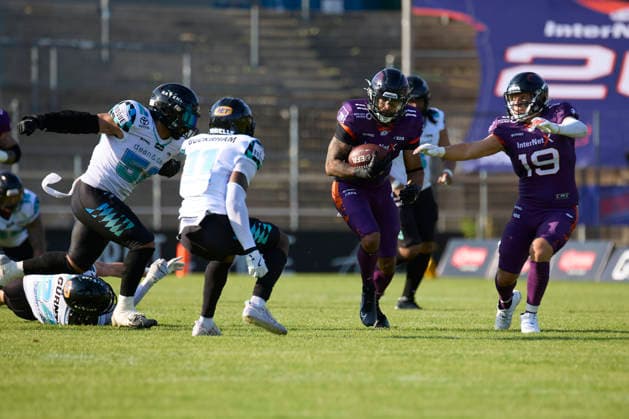 Frankfurt Galaxy Munich Ravens, American Football, European Football Alliance EFA , Season 2026, 30 05 2026 11 Normen Schumm WR, Frankfurt Galaxy in the match between Frankfurt Galaxy and Munich Ravens in the European Football Alliance EFA in Frankfurt am Main, Germany Hessen Germany PARatFGY_SCHRICK_DSK_8724