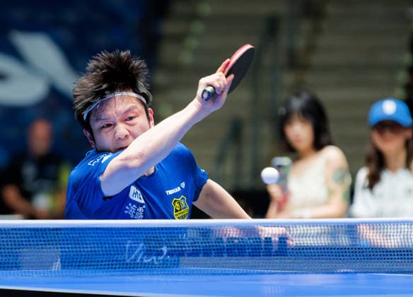 Olympic champion Fan Zhendong China from 1 FC Saarbrücken TT in the semi-finals of the TTBL Final Four Olympic champion Fan Zhendong China from 1 FC Saarbrücken TT in action in the semi-finals of the TTBL Final Four in Frankfurt at the Süwag Energie Arena on May 30, 2026 Frankfurt am Main Süwag Energie ARENA Hessen Germany