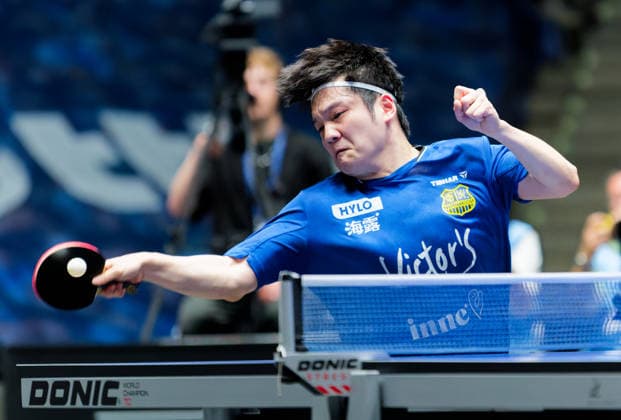 Olympic champion Fan Zhendong China from 1 FC Saarbrücken TT in the semi-finals of the TTBL Final Four Olympic champion Fan Zhendong China from 1 FC Saarbrücken TT in action in the semi-finals of the TTBL Final Four in Frankfurt at the Süwag Energie Arena on May 30, 2026 Frankfurt am Main Süwag Energie ARENA Hessen Germany