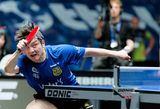 Olympic champion Fan Zhendong China from 1 FC Saarbrücken TT in the semi-finals of the TTBL Final Four Olympic champion Fan Zhendong China from 1 FC Saarbrücken TT in action in the semi-finals of the TTBL Final Four in Frankfurt at the Süwag Energie Arena on May 30, 2026 Frankfurt am Main Süwag Energie ARENA Hessen Germany