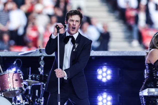 Sport, Football, UEFA Champions League Season 2025 2026 Final Paris Saint Germain FC Arsenal 30 05 2026, Puskas Arena Budapest The Killers at the Pepsi Pre Game Show before kick-off Budapest Puskas Arena Hungary