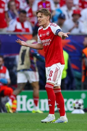 BUDAPEST, HUNGARY - MAY 30: Martin Odegaard of Arsenal during the UEFA Champions League 2026 Final between Paris Saint-Germain and Arsenal FC at Puskas Arena on May 30, 2026 in Budapest, Hungary.  Copyright: xRenexNijhuis MBxMediax