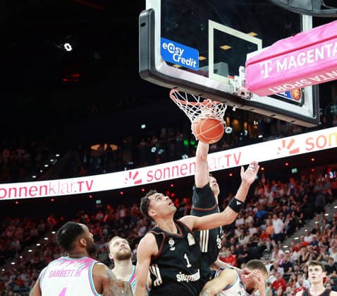 in front of the ball Oscar da SILVA Muenchen , Mens Basketball Bundesliga, 2025 26, play off semi-final, first match, FC Bayern Muenchen Basketball vs Telekom Baskets Bonn, SAP Garden3, 30 05 26 Copyright: WolfgangxFehrmann