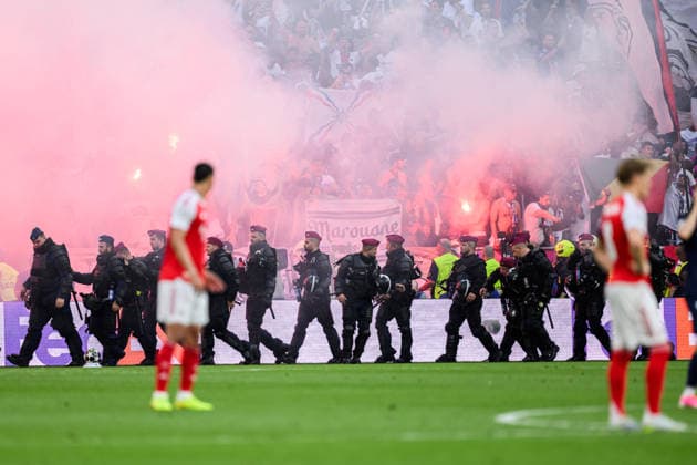 260530 Police during the UEFA Champions League final match between Paris Saint Germain and Arsenal on May 30, 2026 in Budapest Photo Maxim Thore BILDBYRAN kod MT MT1056 fotboll football soccer fotball uefa champions league champions league paris saint germain arsenal bbeng polis  Copyright: MAXIMxTHORE BB260530MT142