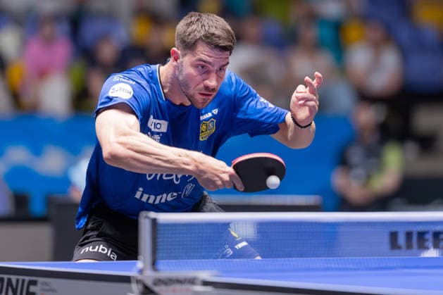 SV Werder Bremen 1 FC Saarbrücken table tennis, Liebherr TTBL semi-final match 2026 Patrick Franziska 1 FC Saarbrücken TT Liebherr TTBL Final4 2026, second semi-final between SV Werder Bremen and 1 FC Saarbrücken table tennis on May 30, 2026 in the Süwag Energie ARENA in Frankfurt am Main , Frankfurt am Main Hessen Germany SÜWAG Arena