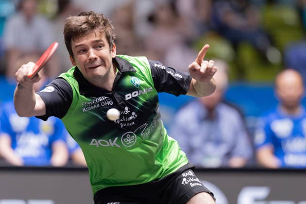 SV Werder Bremen 1 FC Saarbrücken table tennis, Liebherr TTBL semi-final match 2026 Kirill Gerassimenko Werder Bremen Liebherr TTBL Final4 2026, second semi-final between SV Werder Bremen and 1 FC Saarbrücken table tennis on May 30, 2026 in the Süwag Energie ARENA in Frankfurt am Main , Frankfurt am Main Hessen Germany SÜWAG Arena