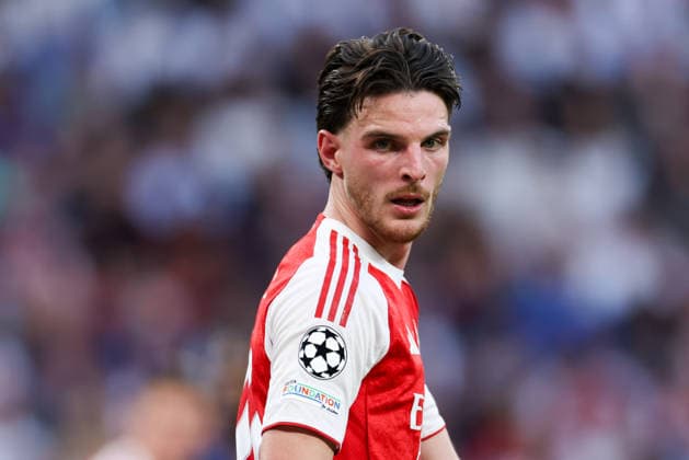BUDAPEST, HUNGARY - MAY 30: Declan Rice of Arsenal during the UEFA Champions League 2026 Final between Paris Saint-Germain and Arsenal FC at Puskas Arena on May 30, 2026 in Budapest, Hungary.  Copyright: xRenexNijhuis MBxMediax