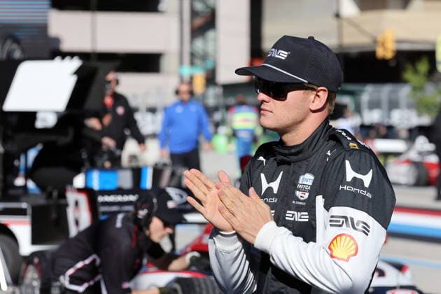 Mike Schumacher GER Honda 47 rubbing hands before 2nd free practice, pit lane, GP Detroit, Michigan, USA, 30 05 2026, Indycar Series, Rahal Lettermann Lanigan Racing,