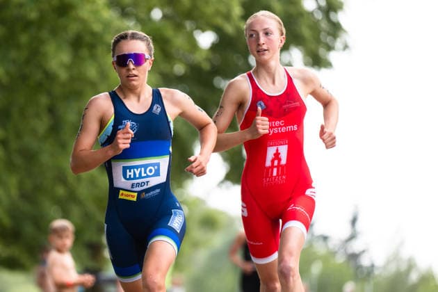 1 Triathlon Bundesliga Kraichgau Jara Banka GER, Hylo Team Viernheim Saar ahead of Fabienne Gericke GER, Dresdner Spitzen Team Mitteldeutschland Ubstadt Weiher Germany Copyright: xMarcelxHilgerx