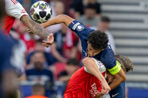 SOCCER - UEFA CL, PSG vs Arsenal BUDAPEST,HUNGARY,30.MAY.26 - SOCCER - UEFA Champions League, final, Paris Saint-Germain vs Arsenal FC. Image shows Marquinhos (PSG) and Viktor Gyoekeres (Arsenal).  GEPAxpictures xAvnixRetkoceri