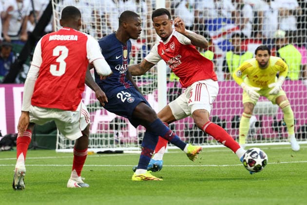 Nuno Alexandre Tavares Mendes of PSG in action during the 2025 2026 Champions League Final football match between Paris Saint Germain and Arsenal FC at Puskas Arena stadium in Budapest (Hungary), May 30th, 2026. CesarexPurini