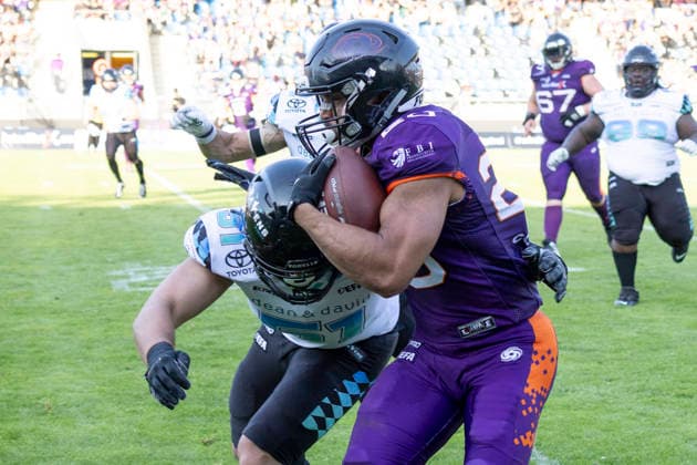 EFA European Football Alliance Frankfurt Galaxy Munich Ravens, 30 05 2026 Jonas Schwaiger Munich Ravens 51 stops Gerald Ameln Frankfurt Galaxy 20 , Frankfurt Galaxy Munich Ravens, Frankfurt, PSD Bank Arena, 30 5 2026 Copyright: xBEAUTIFULxSPORTS Gawlikx
